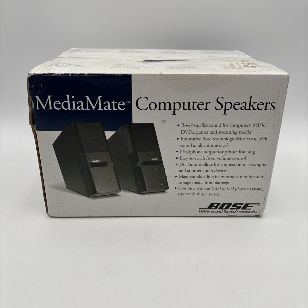 Bose MediaMate Computer Speaker Pair w AC Adapter ~ Media Mate New Open Box